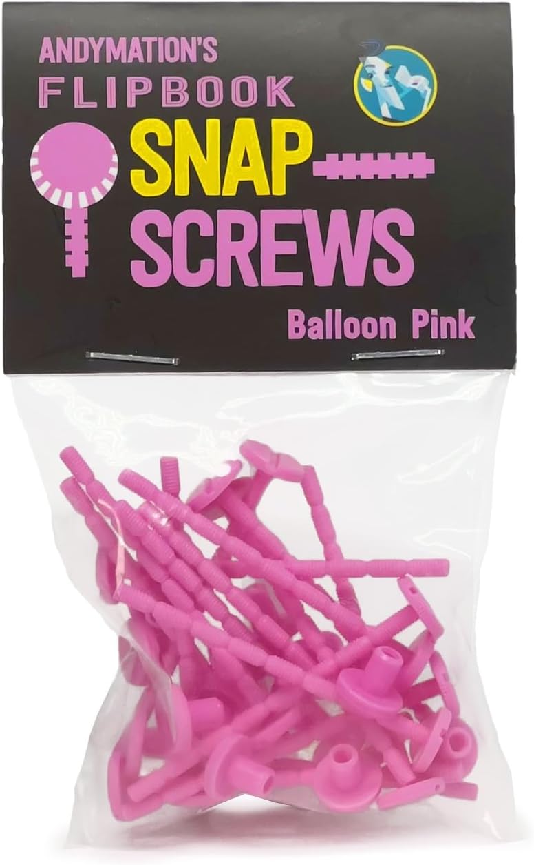 ANDYMATION Snap Screws Pink for Binding Animated flipbooks Together - Image 1